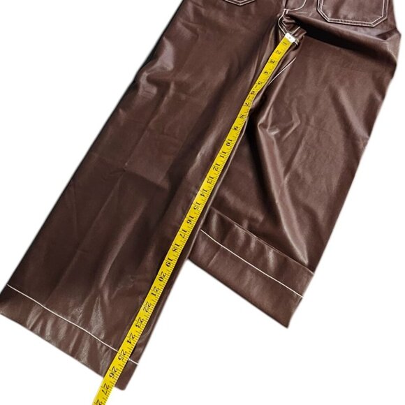 Anthropologie Maeve The Colette Cropped Wide Leg Pant,Faux-Leather, Stitch, 27 - Picture 8 of 10